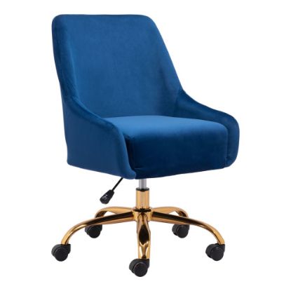 Picture of Zuo Modern Madelaine Ergonomic High-Back Office Chair, Blue/Gold