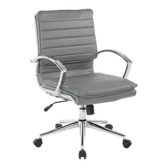 Picture of Office Star Pro-Line II SPX Bonded Leather Mid-Back Chair, Charcoal/Chrome