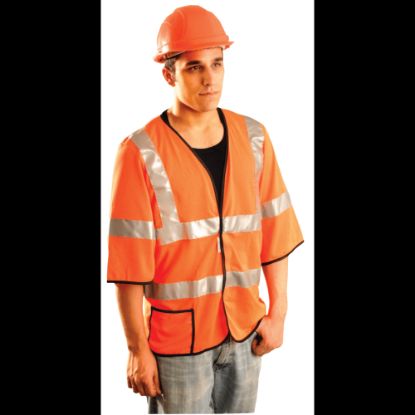 Picture of Class 3 Mesh Vests with 3M Scotchlite Reflective Tape, Medium, Hi-Viz Yellow