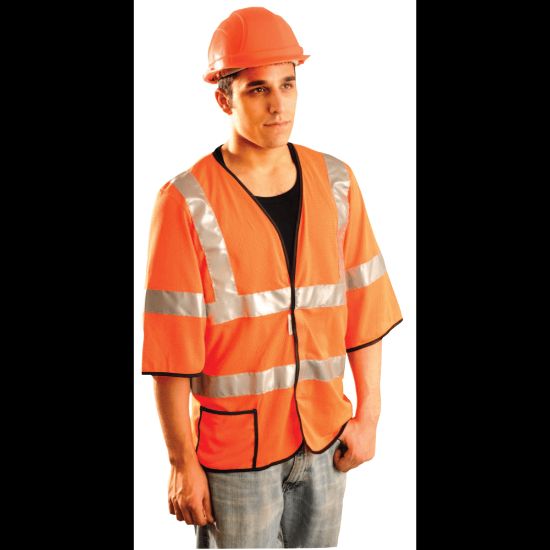 Picture of Class 3 Mesh Vests with 3M Scotchlite Reflective Tape, Medium, Hi-Viz Yellow