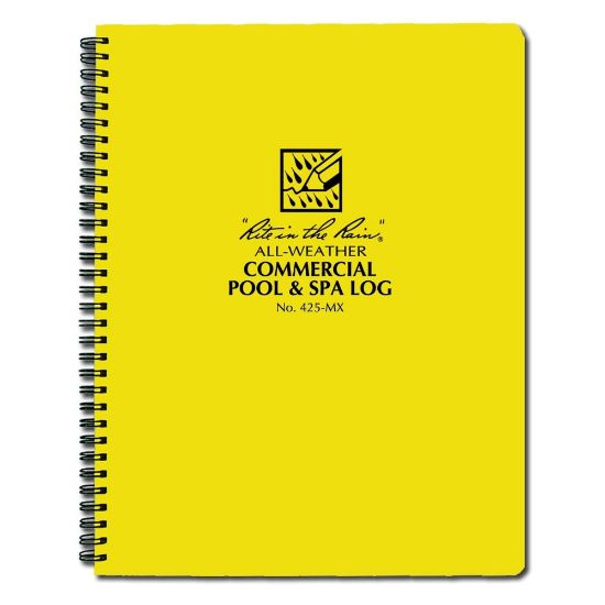 Picture of Rite in the Rain All-Weather Spiral Notebooks, Commercial Pool & Spa Log, 8-1/2in x 11in, 94 Pages (47 Sheets), Yellow, Pack Of 6 Notebooks