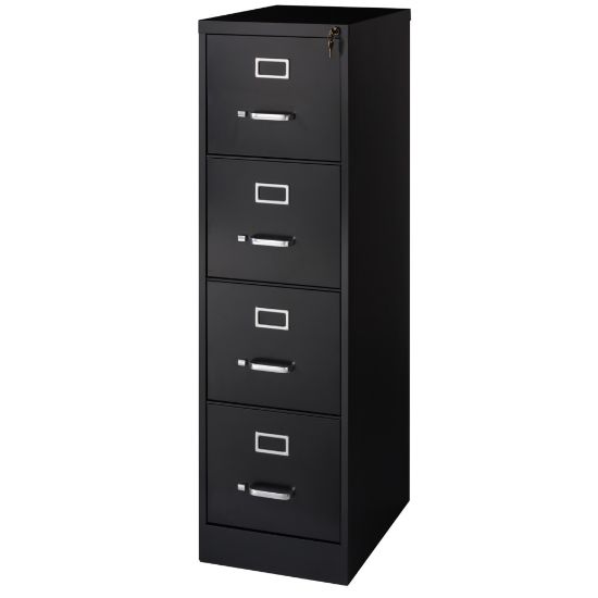 Picture of WorkPro 22inD Vertical 4-Drawer Letter-Size File Cabinet, Metal, Black