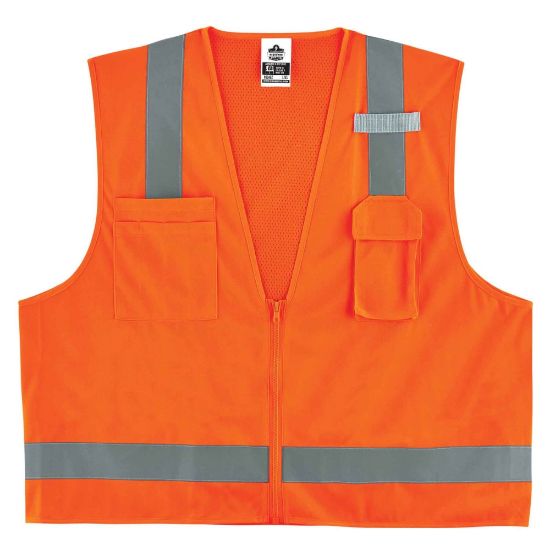 Picture of Ergodyne GloWear Safety Vest, Economy Surveyors 8249Z, Type R Class 2, 2X/3X, Orange