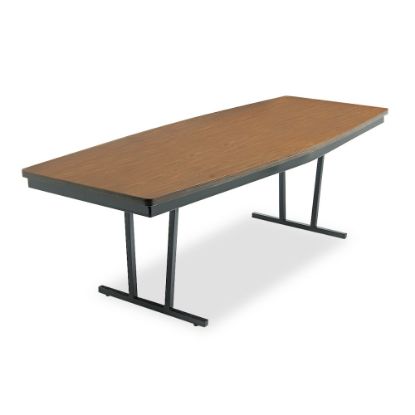 Picture of Barricks Foldable Conference Table - High Pressure Laminate (HPL) Boat, Walnut Top - 96in Table Top Length x 36in Table Top Width x 1.25in Table Top Thickness - 30in Height