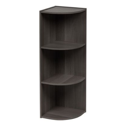 Picture of IRIS 35inH Curved 3-Shelf Corner Bookcase, Gray