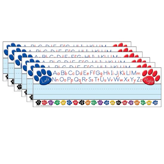 Picture of Teacher Created Resources Name Plates, Colorful Paw Prints Left/Right Alphabet, 36 Plates Per Pack, Set Of Packs