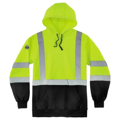 Picture of Ergodyne GloWear 8373 Class 3 Hi-Vis Pullover Hoodie, 4X, Black/Lime