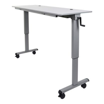 Picture of Luxor Height-Adjustable Flip-Top Nesting Table Mobile Workstation, 42-1/2inH x 59inW x 23-5/8inD, Gray