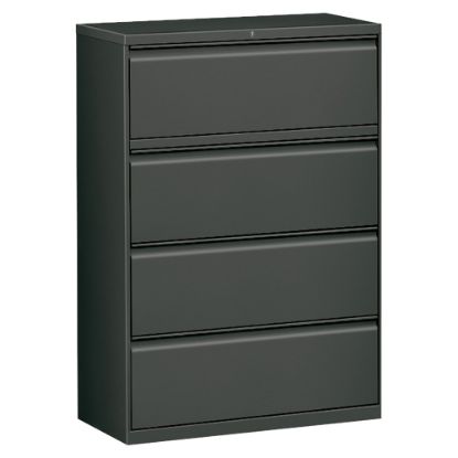 Picture of WorkPro 42inW x 18-5/8inD Lateral 4-Drawer File Cabinet, Charcoal