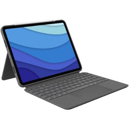 Picture of Logitech Combo Touch Keyboard/Cover Case for 11in Apple, Logitech iPad Pro, iPad Pro (2nd Generation), iPad Pro (3rd Generation) Tablet - Oxford Gray