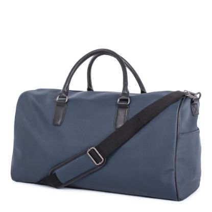 Picture of Bugatti Gin & Twill Textured Vegan Leather Duffle Bag With 14in Laptop Pocket, Navy