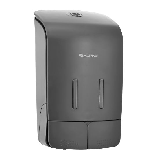 Picture of Alpine Wall-Mounted Dual Soap/Hand Sanitizer Dispenser, 9-13/16inH x 5-3/4inW x 3-3/4inD, Gray