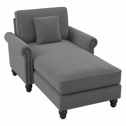 Picture of Bush Furniture Coventry Chaise Lounge With Arms, French Gray Herringbone, Standard Delivery