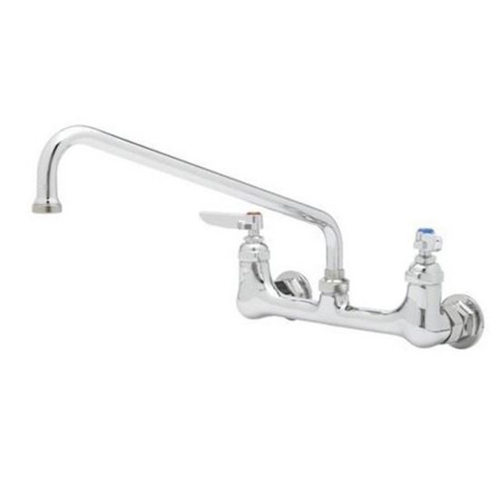 Picture of T&S Brass Wall-Mount Double Pantry Faucet, 12in, 8in Centers, Stainless