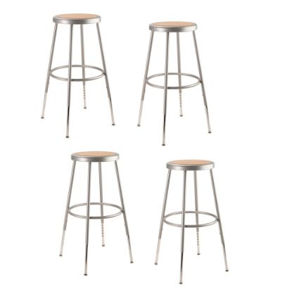 Picture of National Public Seating Adjustable Hardboard Stools, 25 - 32 1/2inH, Gray, Set of 4