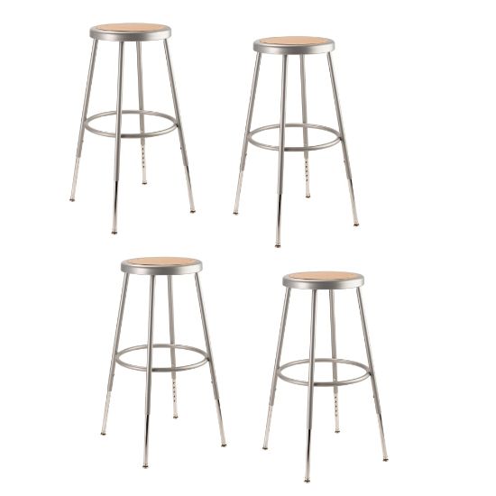 Picture of National Public Seating Adjustable Hardboard Stools, 25 - 32 1/2inH, Gray, Set of 4