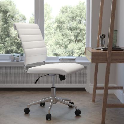 Picture of Flash Furniture Hansel LeatherSoft Faux Leather Mid-Back Executive Office Chair, White