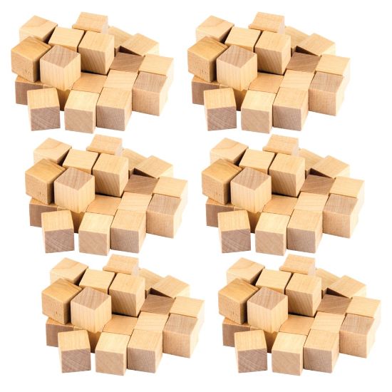 Picture of Teacher Created Resources STEM Basics Wooden Cubes, Beige, 25 Cubes Per Pack, Set Of 6 Packs