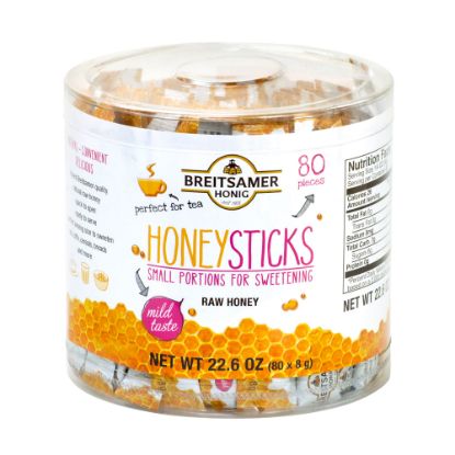 Picture of Breitsamer Honig Raw Honey Sticks, 22.6 Oz, Pack Of 80 Sticks