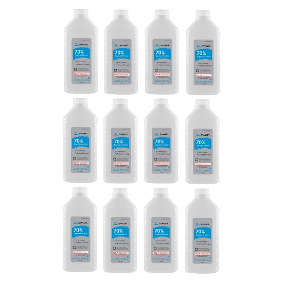 Picture of Swan 70% Isopropyl Rubbing Alcohol, 16 Oz Bottle, Case Of 12