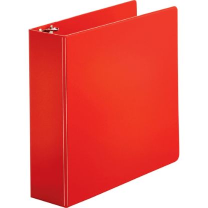 Picture of Business Source Basic Round Ring Binders - 3in Binder Capacity - Round Ring Fastener(s) - Vinyl - Red - 1.68 lb - Recycled - 1 / Each