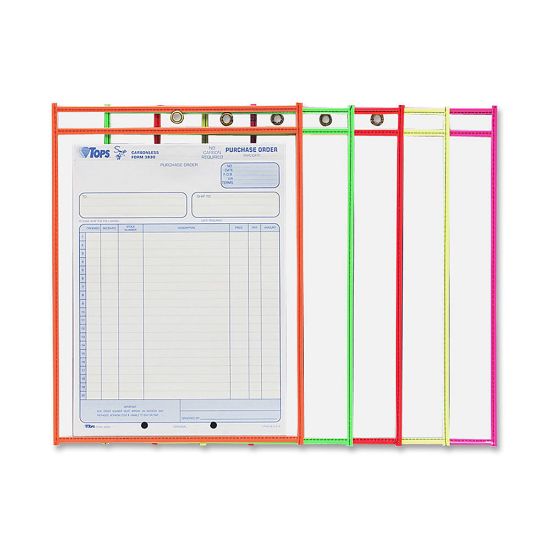 Picture of C-Line Neon Color Stitched Shop Ticket Holders, 9in x 12in, Assorted Colors, Box Of 25