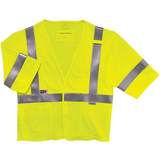 Picture of Ergodyne GloWear Flame-Resistant Hi-Vis Safety Vest, Type-R Class 3, 4X/5X, Lime