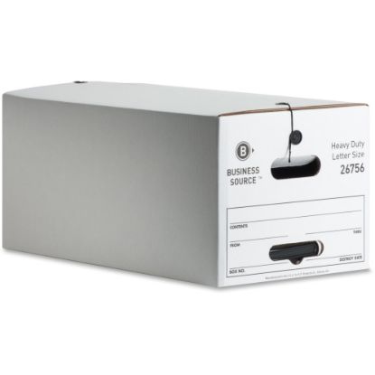 Picture of Business Source Storage Boxes With String & Button Closure, Letter Size, 12in x 24in x 10in, White, Box Of 12