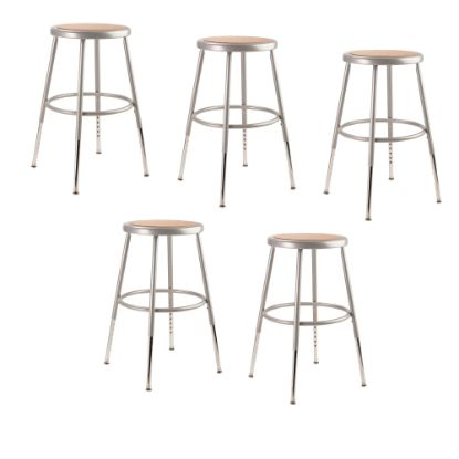 Picture of National Public Seating Adjustable Hardboard Stools, 19 - 26 1/2inH, Gray, Set of 5