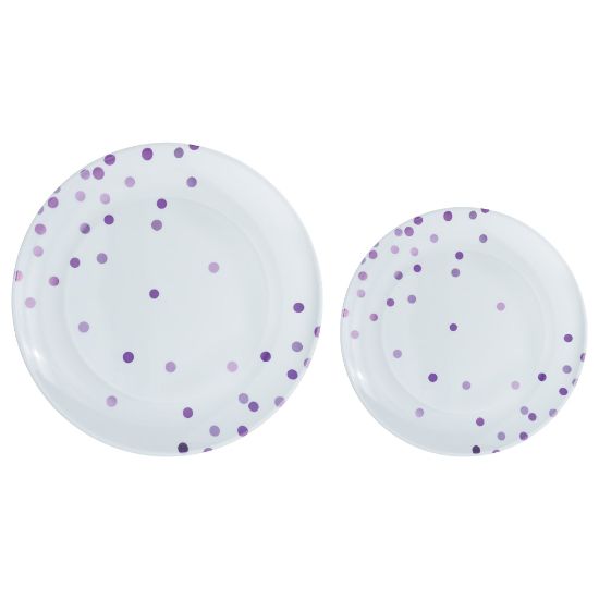 Picture of Amscan Round Hot-Stamped Plastic Plates, Purple, Pack Of 20 Plates