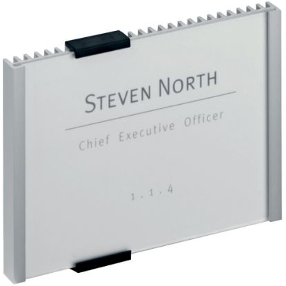 Picture of DURABLE Wall Mounted INFO SIGN - 6-1/8in x 4-3/8in - Rectangular Shape - Acrylic, Aluminum -Easy to Update - Silver - 1 Pack