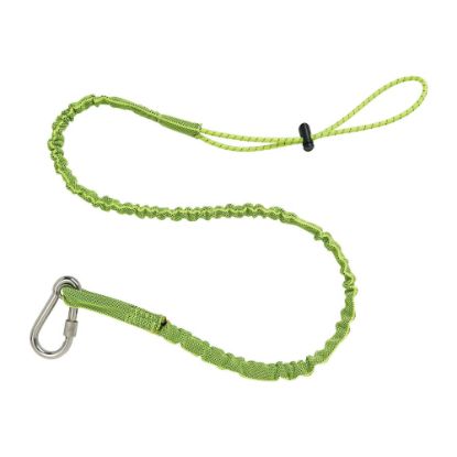 Picture of Ergodyne Squids 3101 Extended Stainless Single-Carabiner Tool Lanyards, 15 Lb, 54in, Lime, Pack Of 6 Lanyards