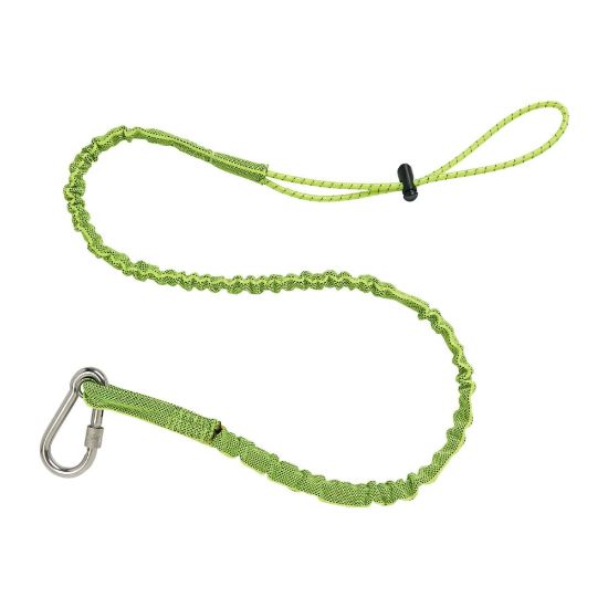 Picture of Ergodyne Squids 3101 Extended Stainless Single-Carabiner Tool Lanyards, 15 Lb, 54in, Lime, Pack Of 6 Lanyards