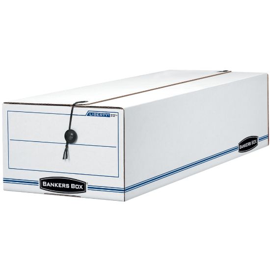 Picture of Bankers Box Liberty Corrugated Storage Boxes, 7 1/2in x 9in x 24 1/4in, White/Blue, Case Of 12