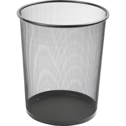 Picture of Lorell Mesh Waste Bin, Round, Black