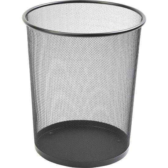 Picture of Lorell Mesh Waste Bin, Round, Black