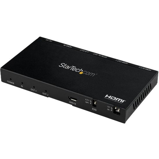 Picture of StarTech.com HDMI Splitter - 2 Port - 4K 60Hz with Built-In Scaler - HDCP 2.2 - EDID Emulation - 7.1 Surround Sound