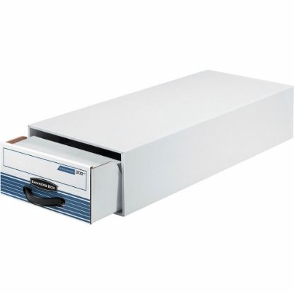 Picture of Bankers Box Medium-Duty Storage Drawers, 5 1/4in x 10 1/2in x 25 1/4in, White/Blue, Case Of 12