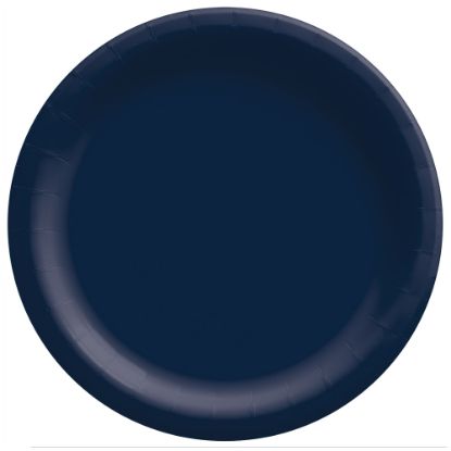 Picture of Amscan Round Paper Plates, Navy Blue, 10in, 50 Plates Per Pack, Case Of 2 Packs