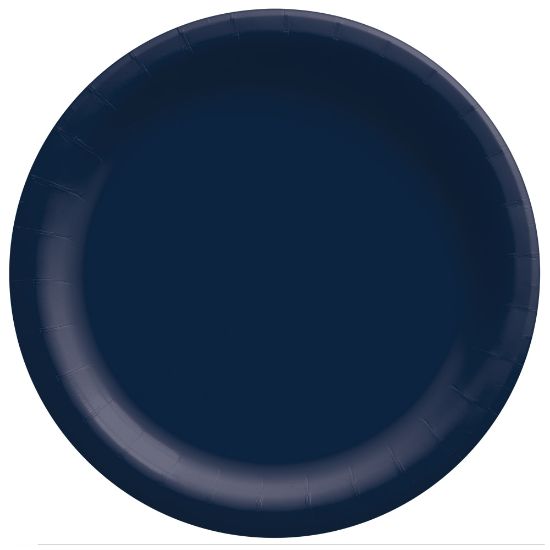 Picture of Amscan Round Paper Plates, Navy Blue, 10in, 50 Plates Per Pack, Case Of 2 Packs