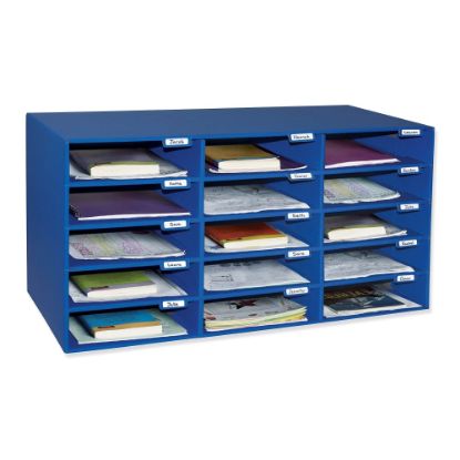 Picture of Pacon 70% Recycled Mailbox Storage Unit, 15 Slots, Blue