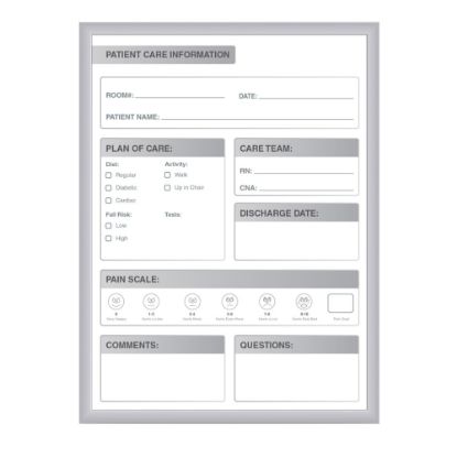 Picture of Ghent Patient Room Magnetic Dry-Erase Whiteboard,18in x 24in