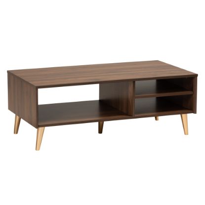 Picture of Baxton Studio Mid-Century Modern Coffee Table, 15-3/4inH x 41-5/16inW x 21-3/4inD, Walnut/Gold