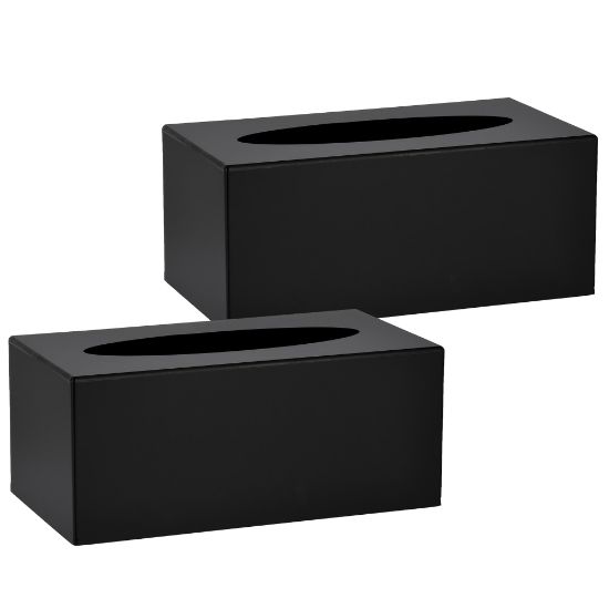 Picture of Alpine Acrylic Tissue Box Covers, 4in x 9-2/5in x 5-1/4in, Black, Pack Of 2 Covers