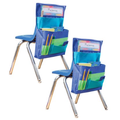 Picture of Teacher Created Resources Chair Pockets, 18inH x 15-1/2inL x 2inW, Blue/Teal/Lime, Set Of 2 Pockets