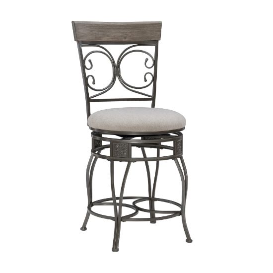 Picture of Powell Niland Big And Tall Armless Fabric Counter Stool, Gray/Pewter