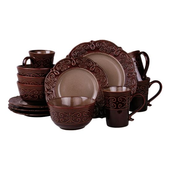 Picture of Elama 16-Piece Stoneware Dinnerware Set, Sienna