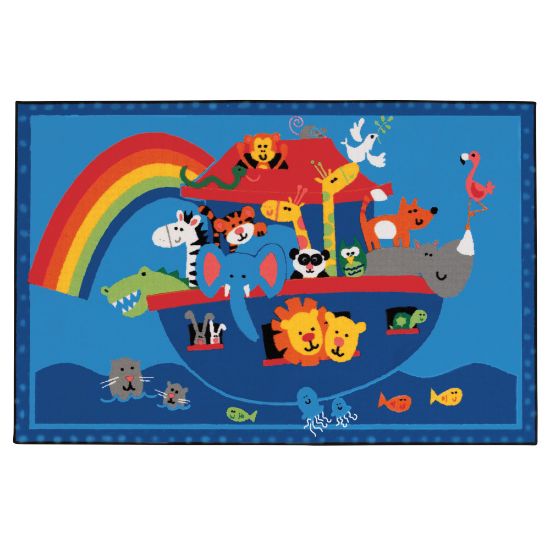 Picture of Carpets for Kids KID$Value Rugs Noahs Animals Activity Rug, 4ft x 6ft , Blue