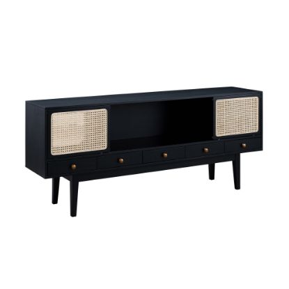 Picture of SEI Furniture Holly & Martin Simms Media Console For 68inW Flat-Screen TVs, 29-3/4inH x 70inW x 17inD, Black/Natural