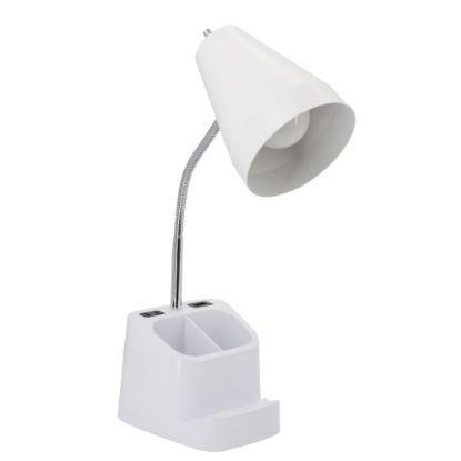 Picture of Realspace Lusina LED Organizer Desk Lamp With USB, 18inH, White